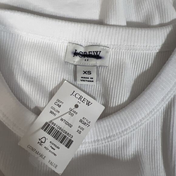 J. Crew Tank Top Womens XS White Sleeveless Ribbed Pullover Cotton Blend Casual - Picture 6 of 10